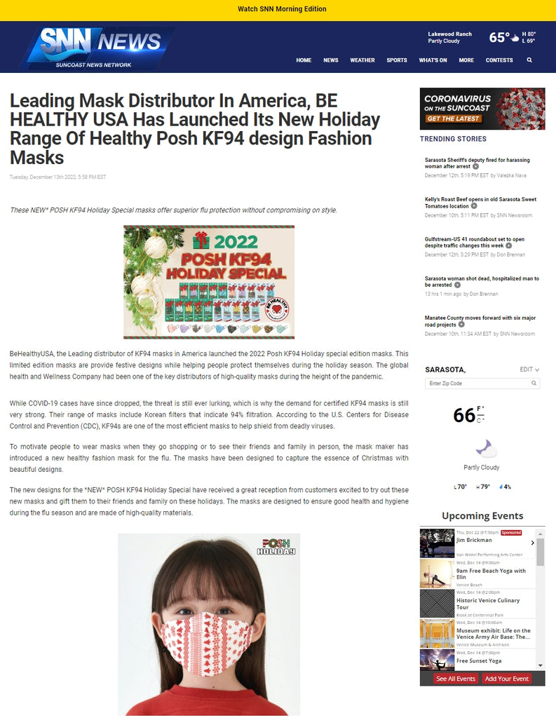 Leading Mask Distributor In America, BE HEALTHY USA Has Launched Its New Holiday Range Of Healthy Posh KF94 design Fashion Masks