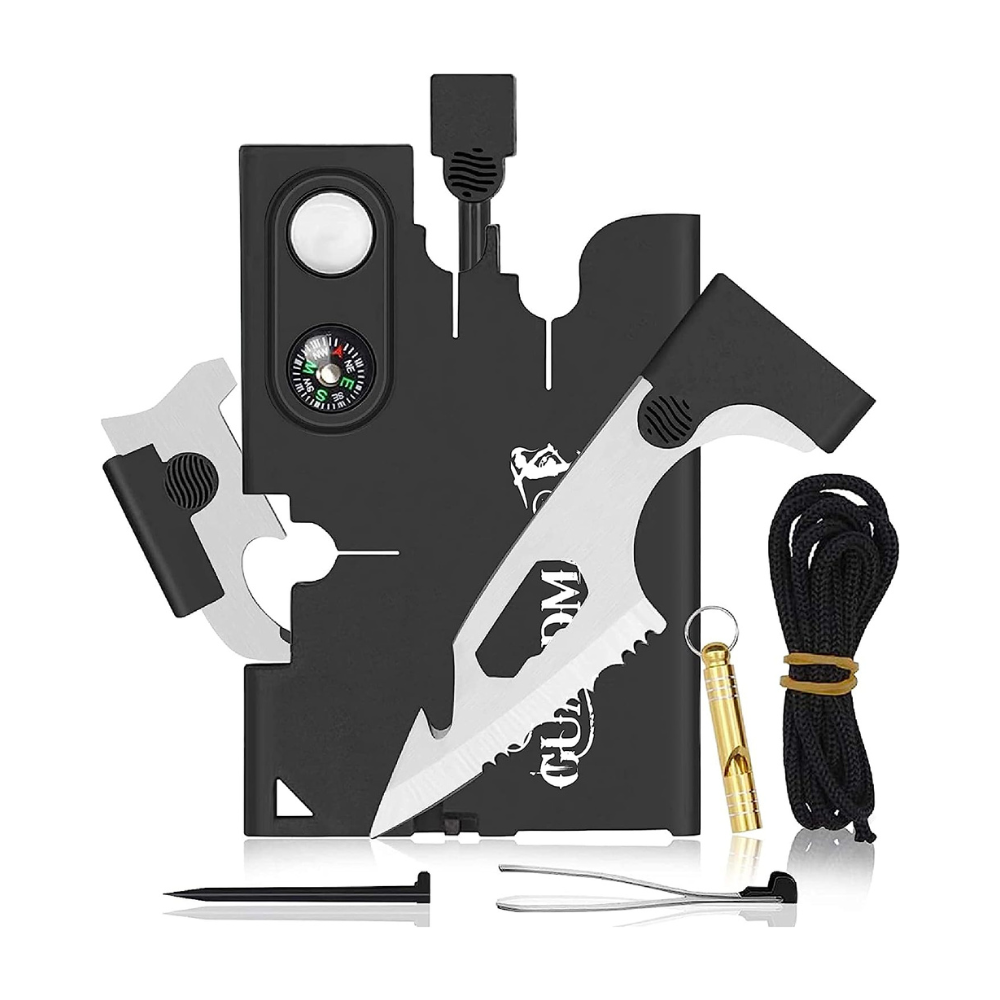18 in 1 SOS Survival Card – survival multitool, camping gear, emergency kit