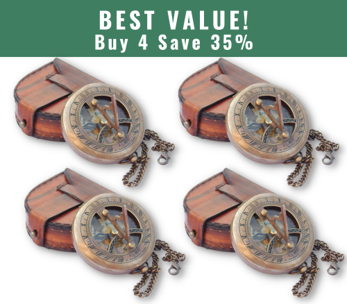 Century Pocket Sundial – antique compass, vintage navigation, brass sundial