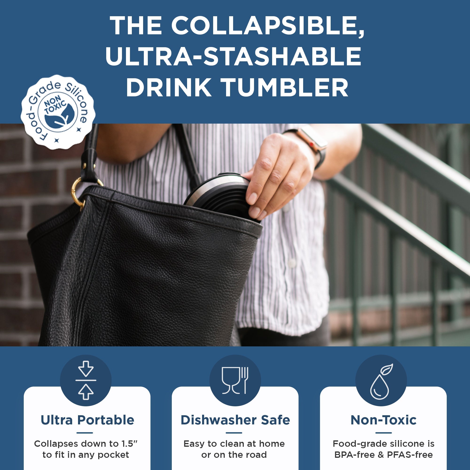 Collapsible Insulated Drink Tumbler - Ultra-Portable, Insulted, Outdoor