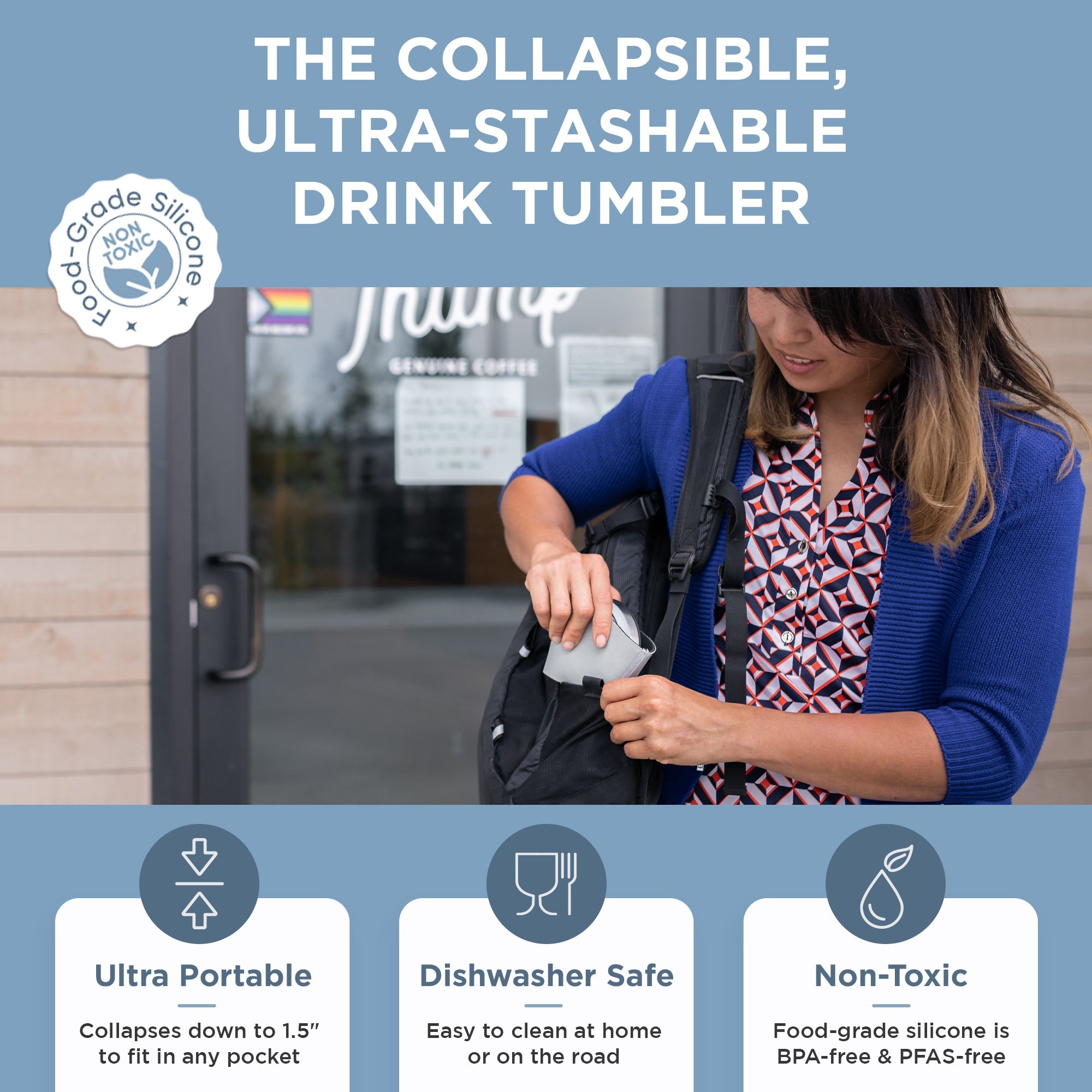Collapsible Insulated Drink Tumbler - Ultra-Portable, Insulted, Outdoor