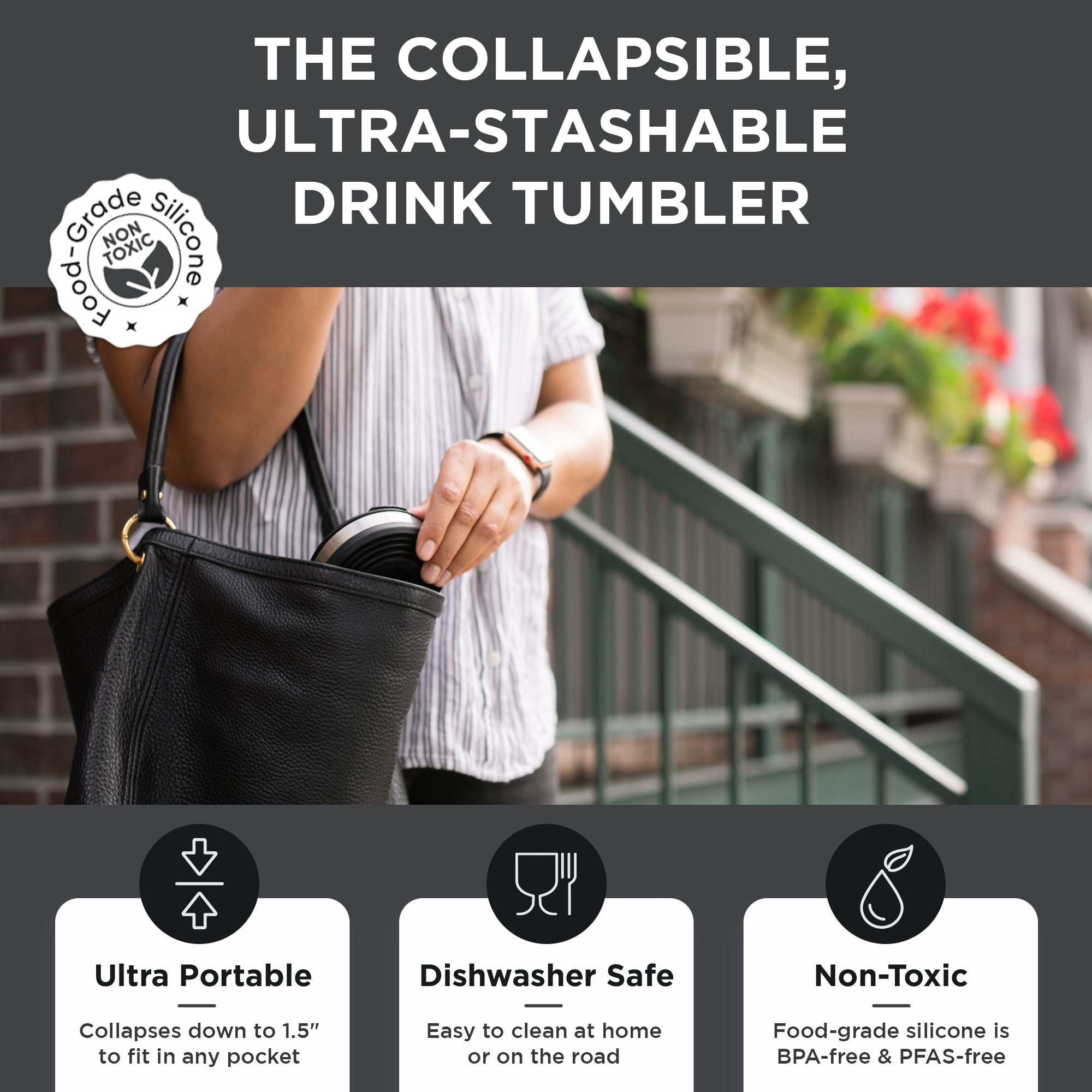 Collapsible Insulated Drink Tumbler - Ultra-Portable, Insulted, Outdoor