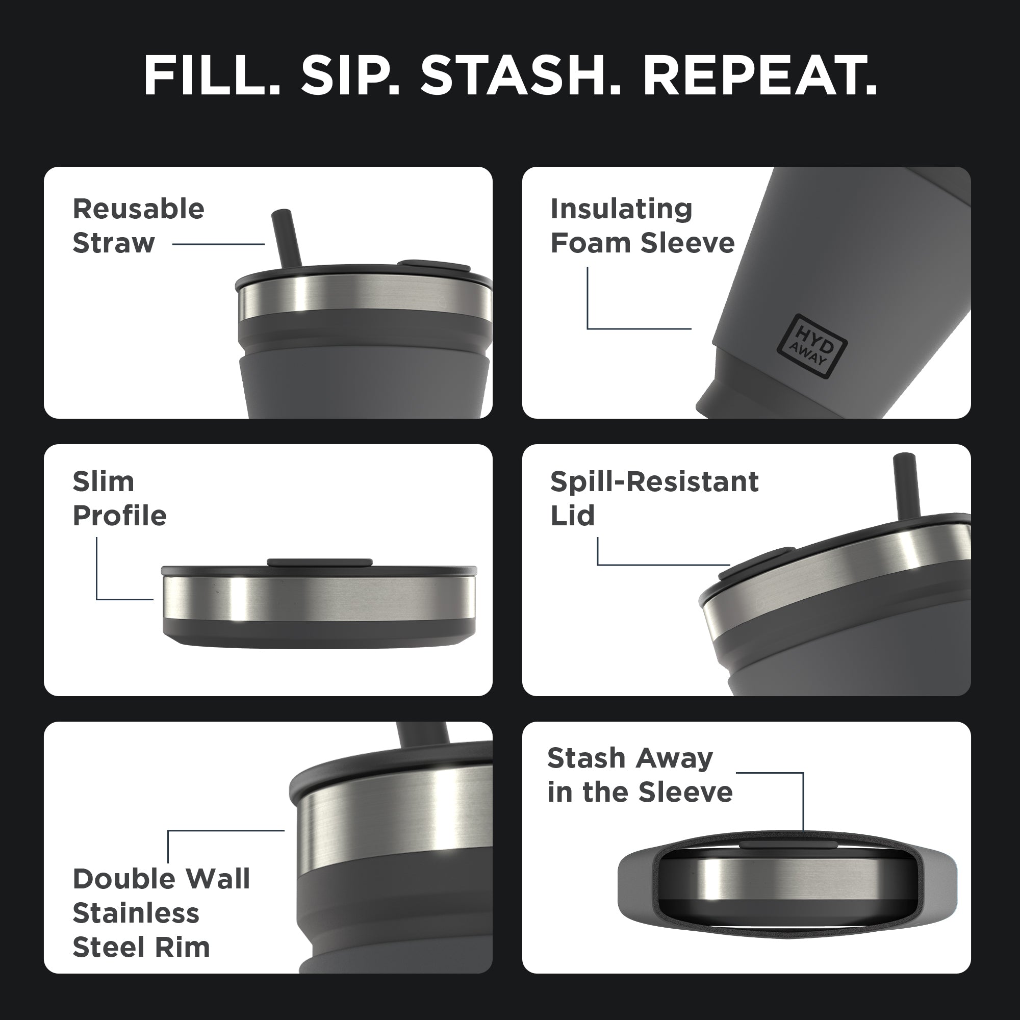 Collapsible Insulated Drink Tumbler - Ultra-Portable, Insulted, Outdoor