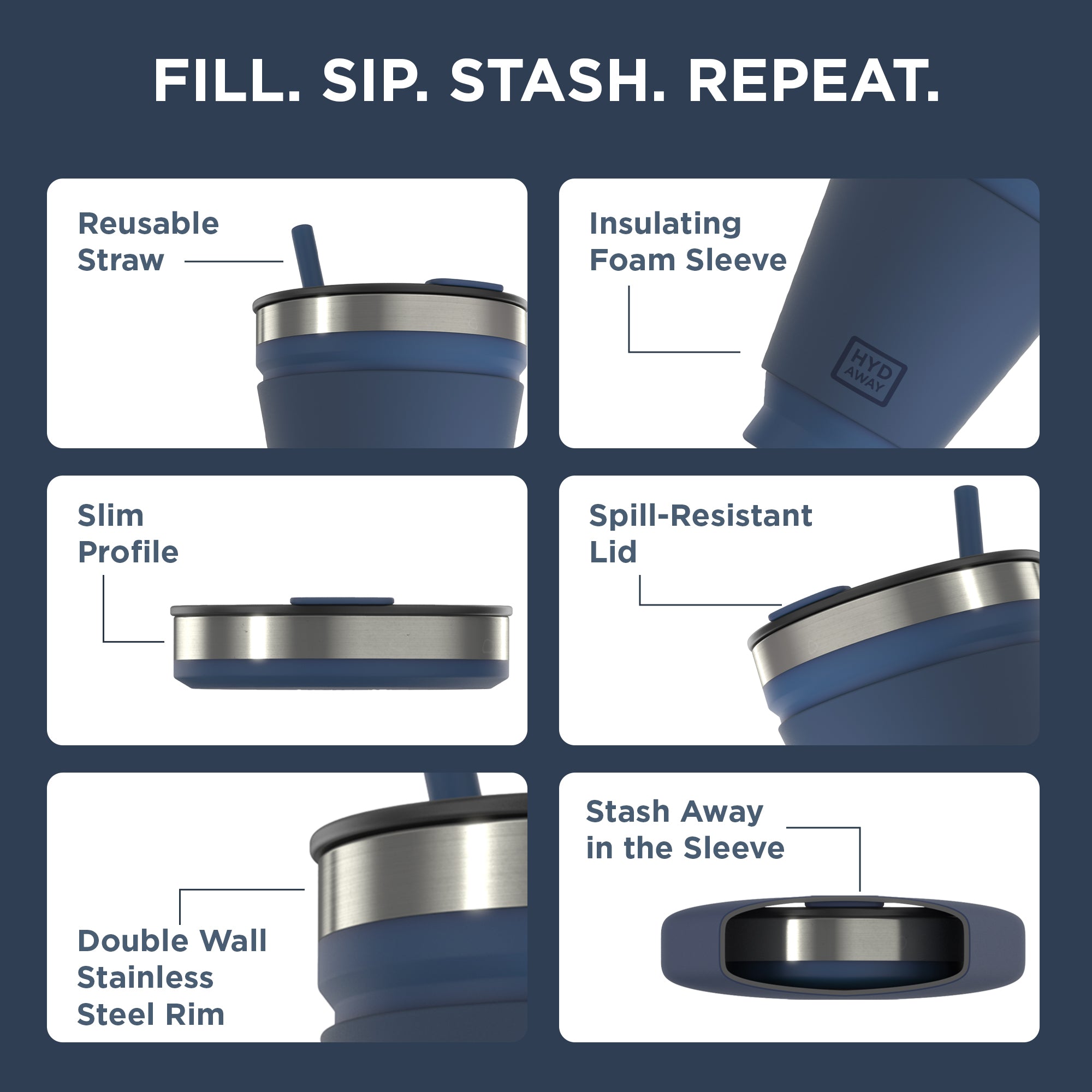 Collapsible Insulated Drink Tumbler - Ultra-Portable, Insulted, Outdoor