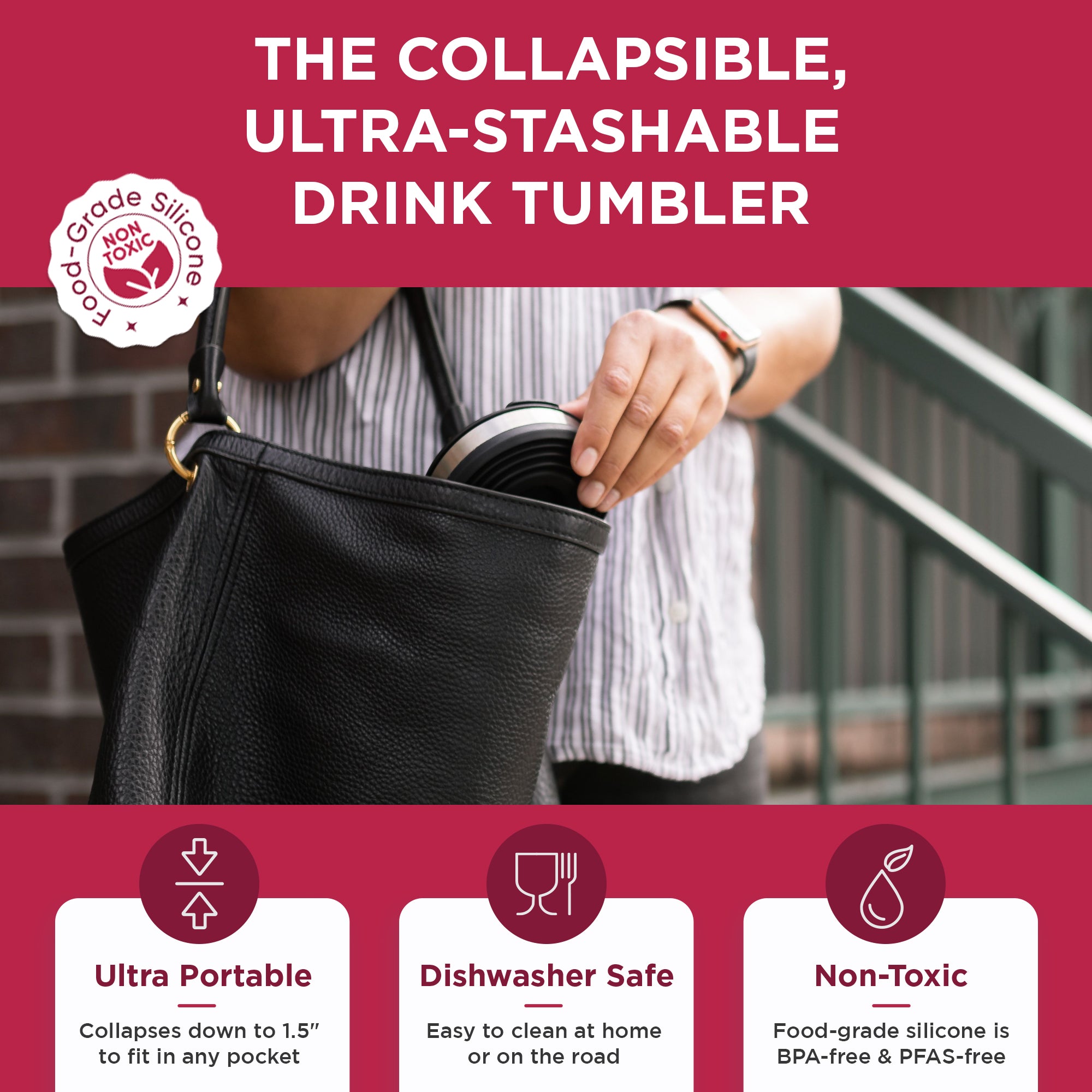 Collapsible Insulated Drink Tumbler - Ultra-Portable, Insulted, Outdoor