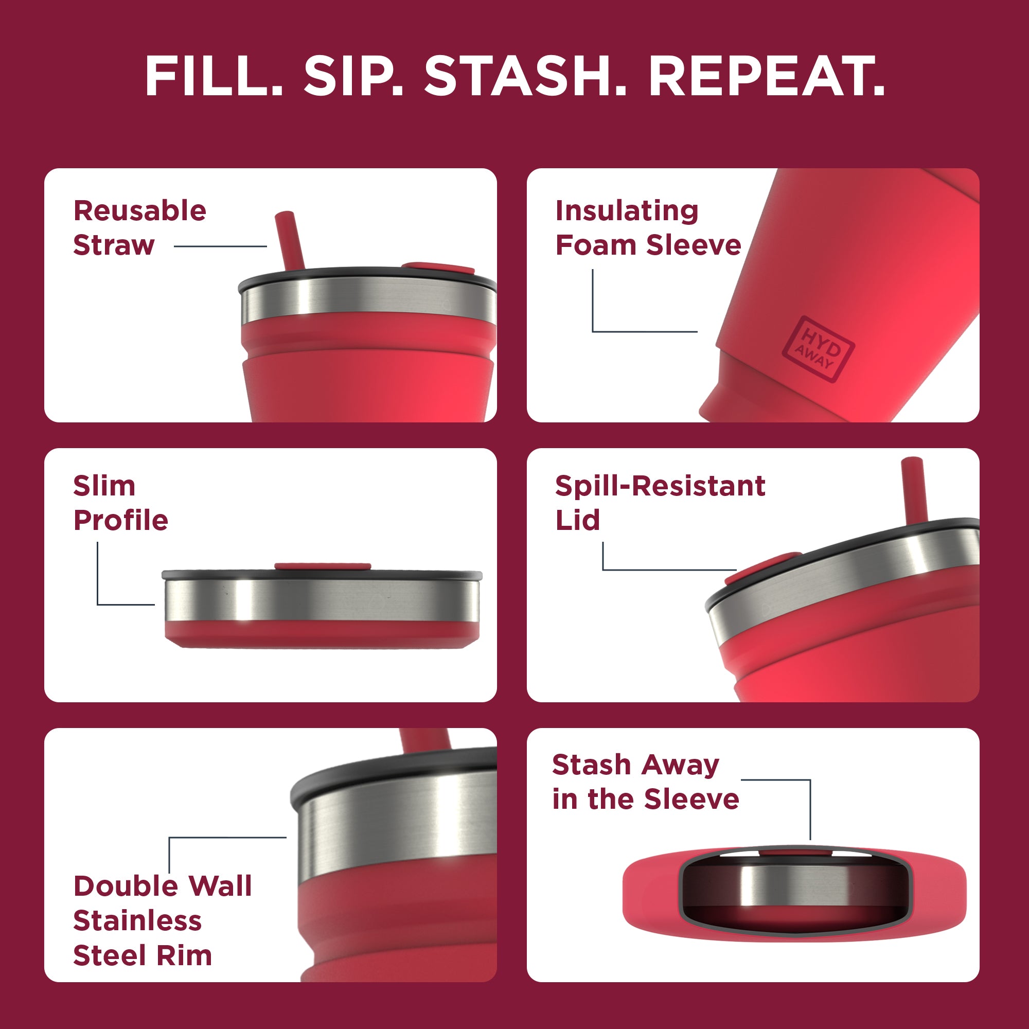Collapsible Insulated Drink Tumbler - Ultra-Portable, Insulted, Outdoor