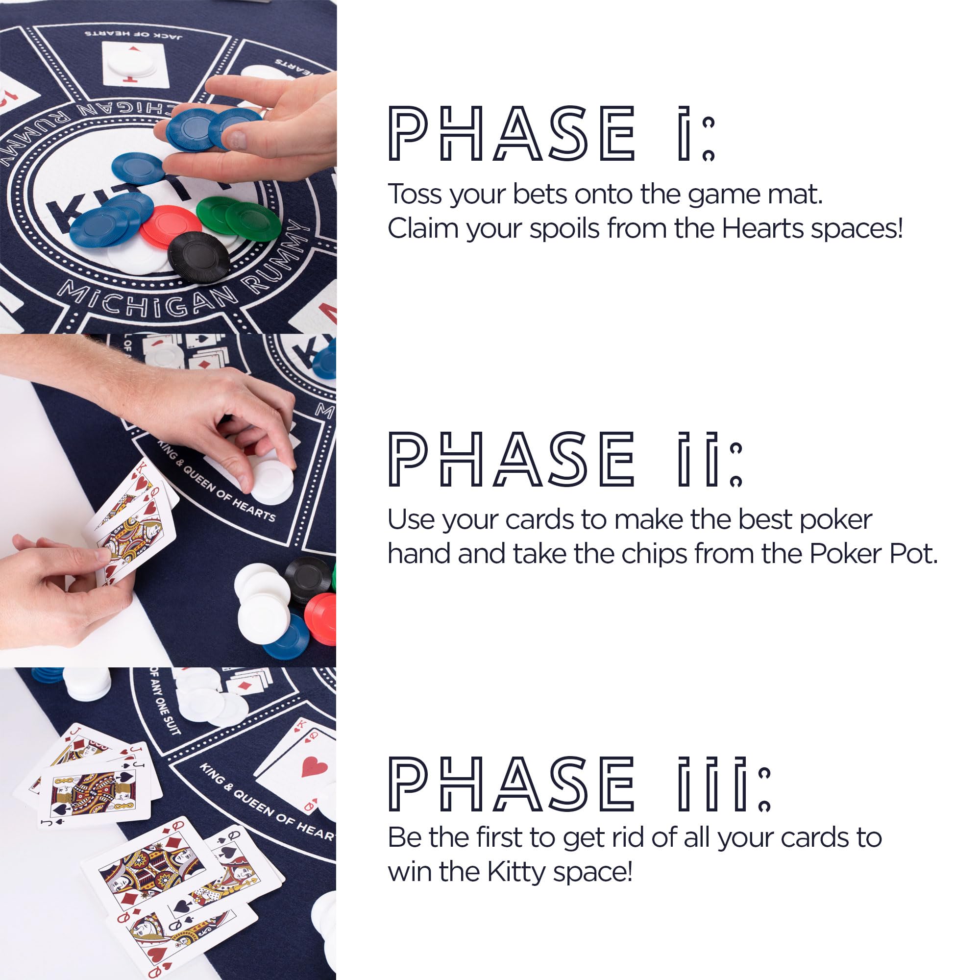 Michigan Rummy – classic card game, family strategy game, poker chips set