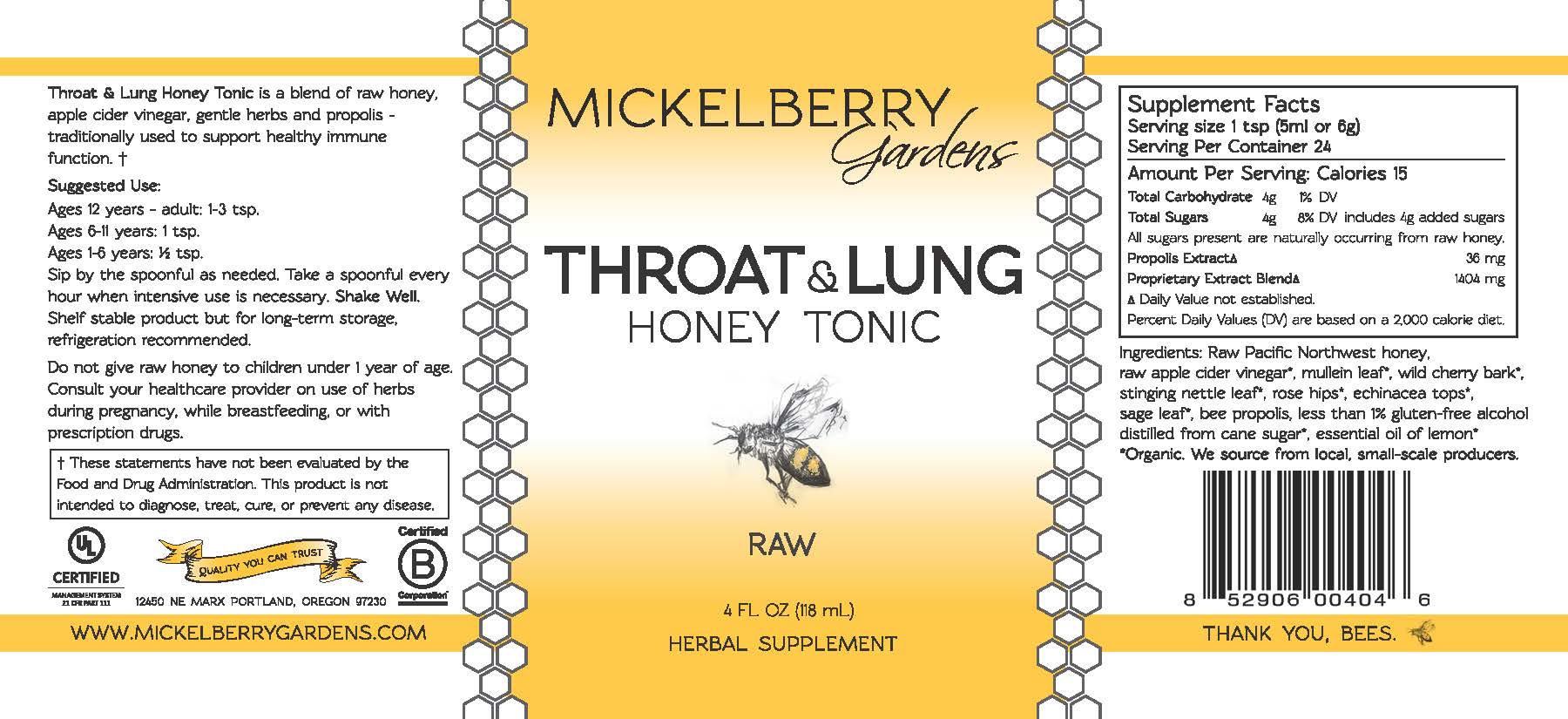 Throat Lung Honey Tonic – A Soothing Herbal Remedy for Respiratory Health