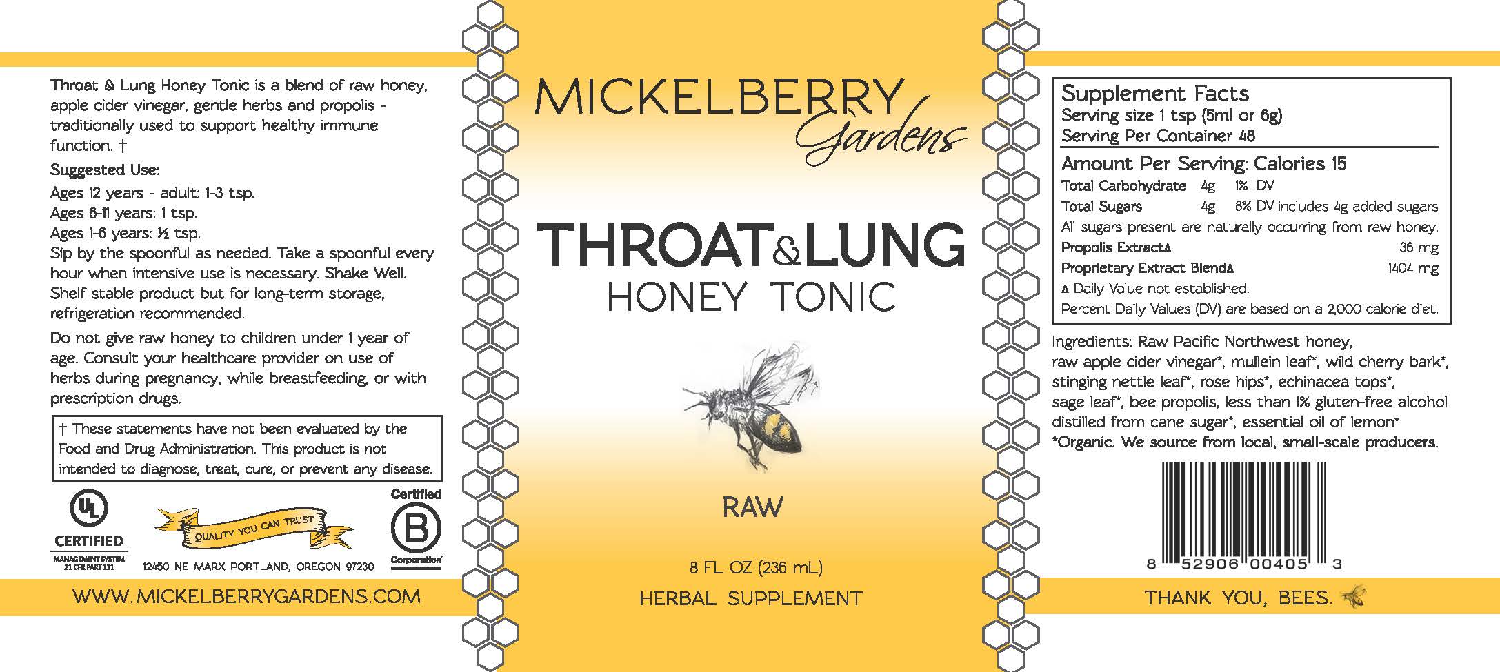 Throat Lung Honey Tonic – A Soothing Herbal Remedy for Respiratory Health