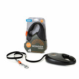 360° Tangle-Free Retractable Dog Leash - Strong Nylon Tape - One-Handed Brake, Pause, Lock (Medium, White)