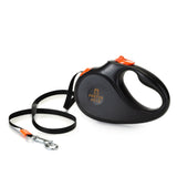 360° Tangle-Free Retractable Dog Leash - Strong Nylon Tape - One-Handed Brake, Pause, Lock (Medium, White)