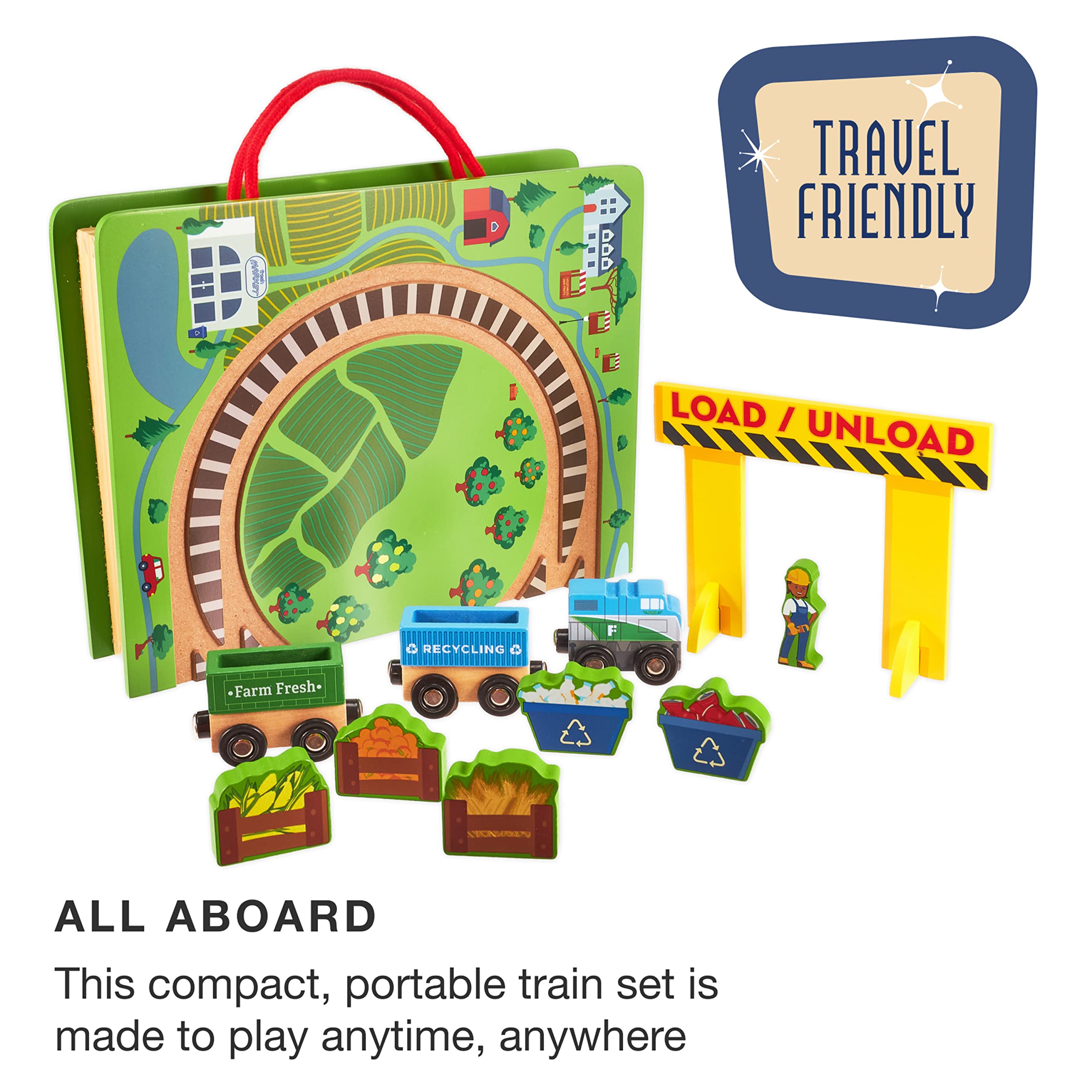 Grab & Go Railroad – portable train set, magnetic toy, travel playset