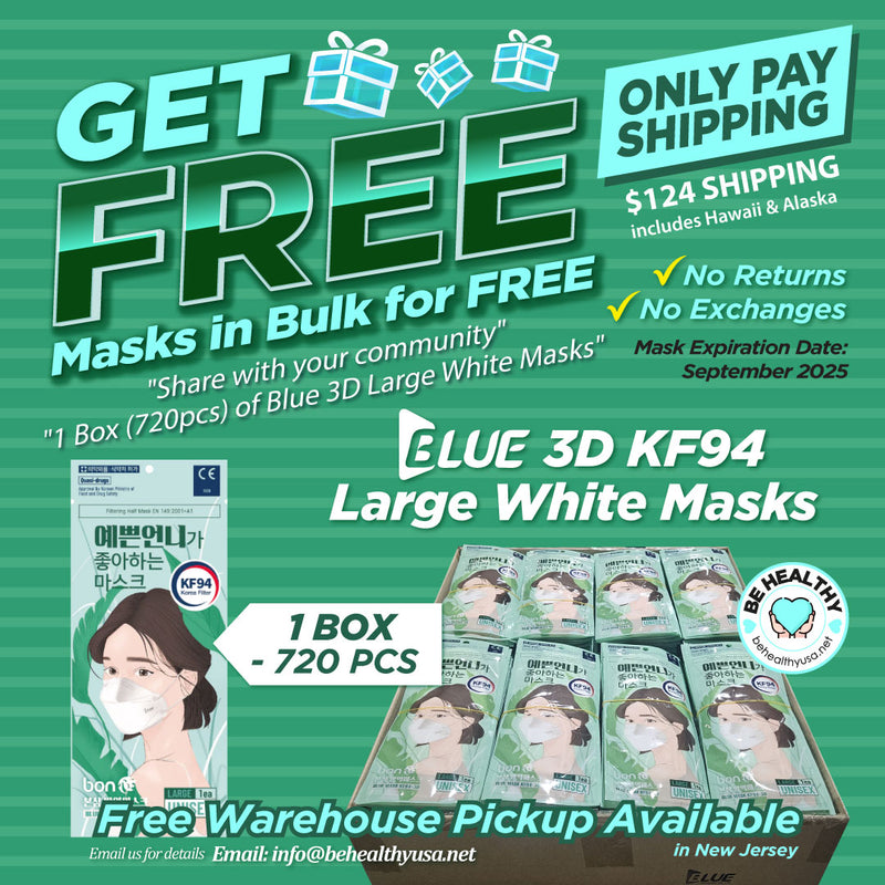 (FREE🔥) 1 Box/720pcs Blue KF94 3D Mask (Large White - Adult Size)  - EXP Sep 2025