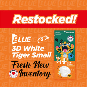 Blue KF94 Tiger 3D Mask (Small White - Kid Size)