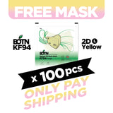 (FREE🔥) 100pcs BOTN KF94 2D Mask Large / Yellow - EXP Aug 2025