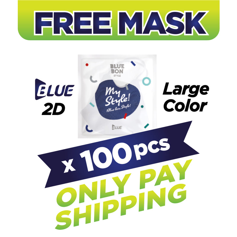 (FREE🔥) 100pcs Blue 2D Style Mask Navy Color (Large)