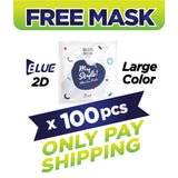 (FREE🔥) 100pcs Blue 2D Style Mask Navy Color (Large)