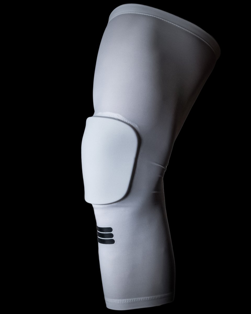 Full-Length Padded Knee Sleeve - White – knee protection, compression sleeve, sports gear