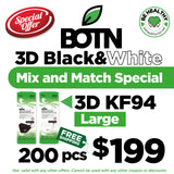 BOTN 3D Large BLACK and WHITE Mix and Match Special - 200 pcs