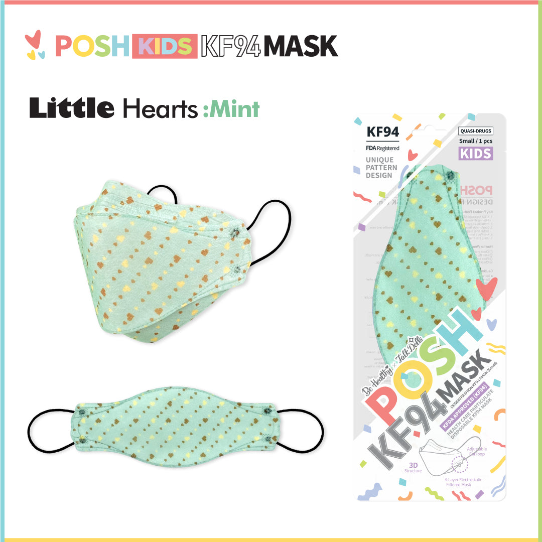 POSH KIDS KF94 Small Mask Little Hearts - Mint (KA10)