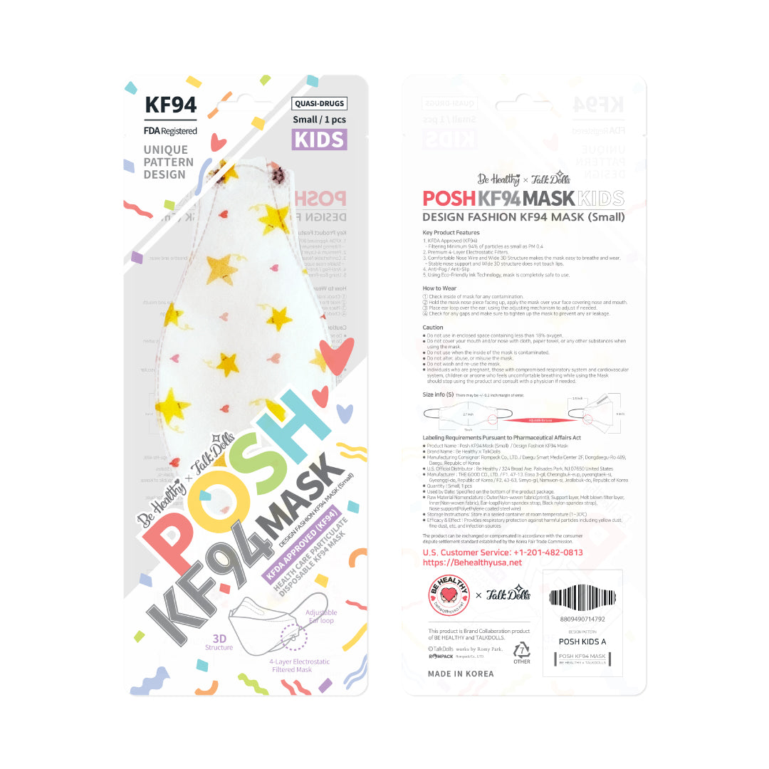 POSH KIDS KF94 Small Mask Little Stars - White (KA12)
