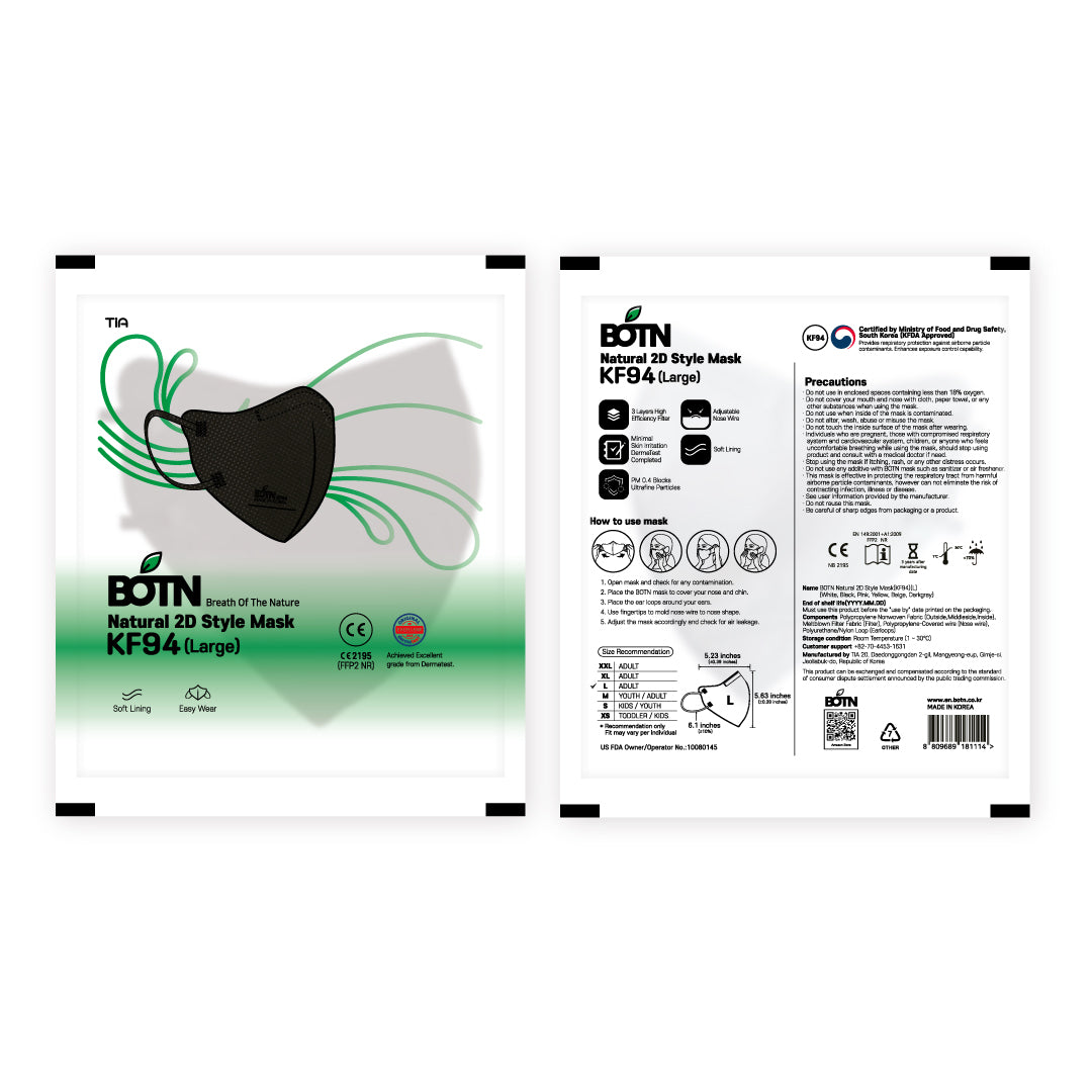 (CLEARANCE 🏷️) BOTN KF94 2D Mask Large / Black