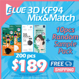 Blue 3D KF94 Mix & Match Special 200pcs is Back! + Free 10pcs Random Sample Pack