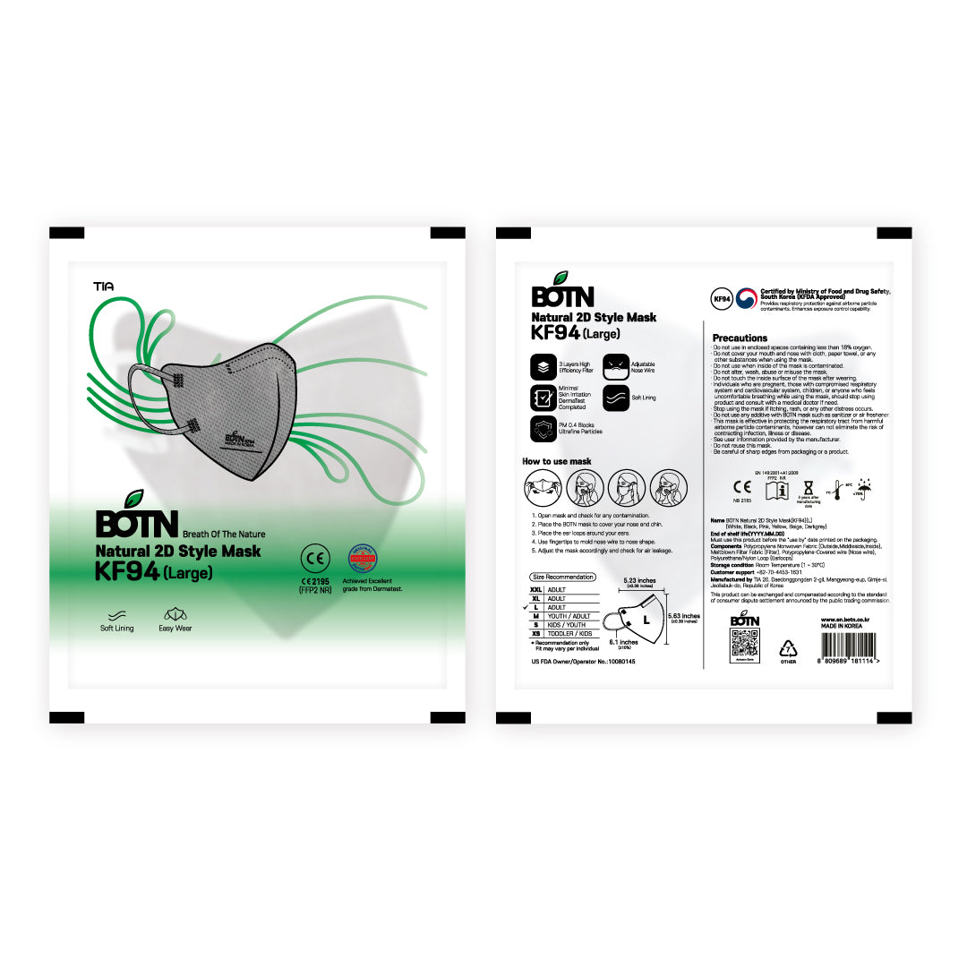 (CLEARANCE 🏷️) BOTN KF94 2D Mask Large / Gray