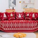 Festive Red Christmas Sofa Cover | Slipcovers for Couches (1-4 Seats) - Holiday Couch Protector, Red Sofa Slipcover, Christmas Decor Cover