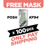 (FREE🔥) 100pcs POSH KF94 Mask Bubble Gum and Cotton Candy Checkerboard (A08)