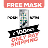 (FREE🔥) 100pcs POSH KF94 Mask Classic Blue Green Argyle (A09)