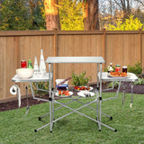 Foldable Outdoor BBQ Table and Grilling Stand with Storage Shelves, Portable Camp Kitchen Station, Picnic Prep Table, Tailgating Organizer
