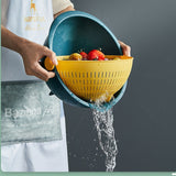 Kitchen Double Layer Flip Drain Basket for Fruits & Vegetables, Produce Washer, Colander Bowl, Food Strainer