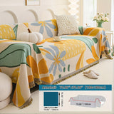 Boho Chic Double-sided Chenille Sofa Cover with Tassels - All-Season - Bohemian Couch Protector, Tassel Sofa Throw, Reversible Chenille Cover