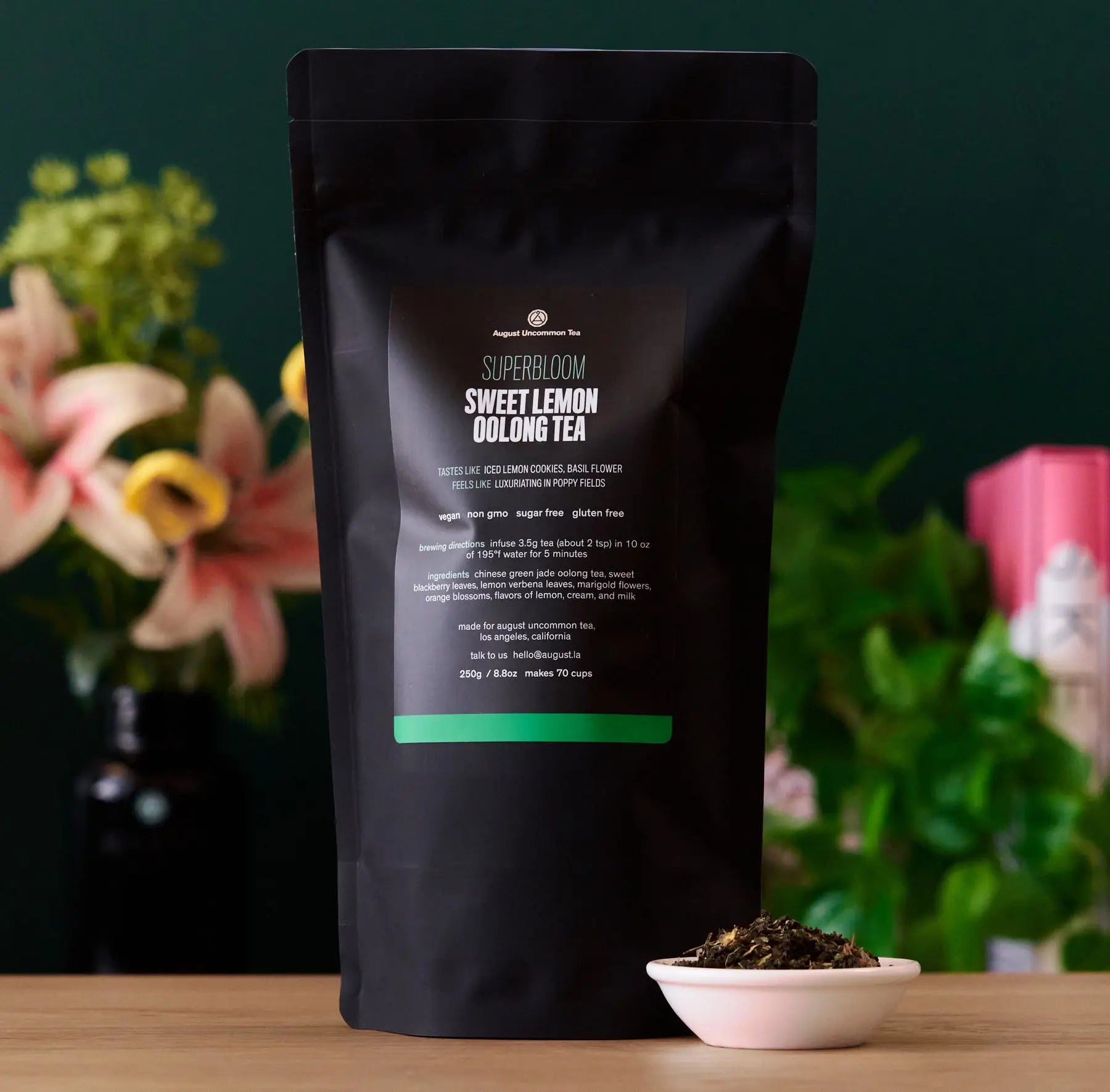 Superbloom Sweet Lemon Oolong Green Tea - Premium Loose Leaf Citrus Floral Tea with Creamy Lemon Notes, Vegan Herbal Blend, Refreshing Afternoon Tea, citrus floral tea, creamy lemon tea, artisan loose leaf