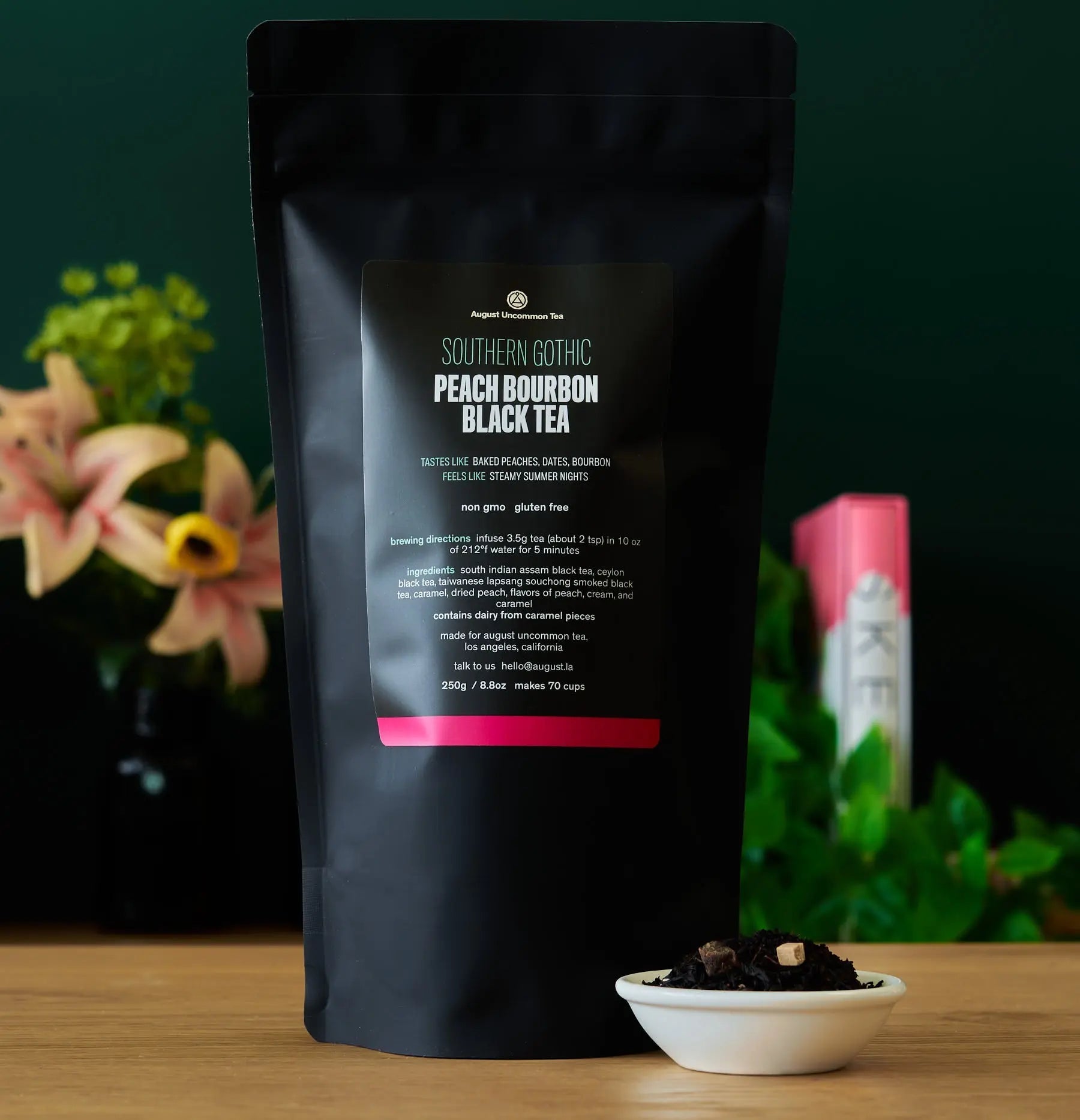 Southern Gothic Peach Bourbon Black Tea - Premium Malty Black Tea with Peach & Bourbon Notes, Rich Artisan Loose Leaf Blend, peach black tea, bourbon infused tea, gourmet loose leaf