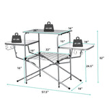 Foldable Outdoor BBQ Table and Grilling Stand with Storage Shelves, Portable Camp Kitchen Station, Picnic Prep Table, Tailgating Organizer