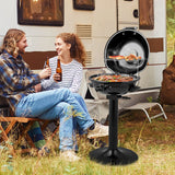 1600W Electric BBQ Grill with Removable Non-Stick Warming Rack, Indoor Outdoor Cooker, Adjustable Temperature Grill, Family Barbecue Station
