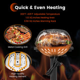 1600W Electric BBQ Grill with Removable Non-Stick Warming Rack, Indoor Outdoor Cooker, Adjustable Temperature Grill, Family Barbecue Station
