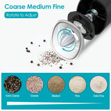 Gravity Sensor Electric Salt & Pepper Grinder with LED Light – One-Hand Automatic Spice Mill, Adjustable Coarseness Grinder, Cordless Kitchen Tool