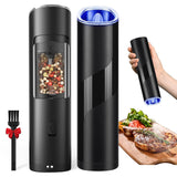 Gravity Sensor Electric Salt & Pepper Grinder with LED Light – One-Hand Automatic Spice Mill, Adjustable Coarseness Grinder, Cordless Kitchen Tool