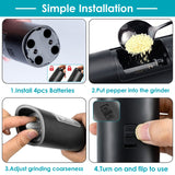 Gravity Sensor Electric Salt & Pepper Grinder with LED Light – One-Hand Automatic Spice Mill, Adjustable Coarseness Grinder, Cordless Kitchen Tool