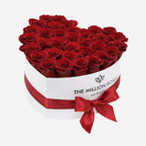 Classic Heart Preserved Red Rose Box in White Gift Case – romantic statement, luxury floral décor, timeless love