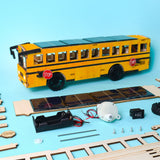 Dual Power School Bus STEM Kit – Build, Paint & Personalize | Battery + Solar Powered – Clean Energy, DIY Project, Educational Toy