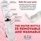 Portable 12 oz Dog Water Bottle with Detachable Drinking Bowl - One-Hand Dispensing, Impurity Filter, Silicone Carry Strap