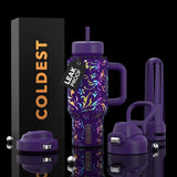 COLDEST 24oz Limitless Ultra V8 Insulated Water Bottle – Leakproof, Floating Design, Multi-Lid Hydration System, stainless steel, cupholder friendly, cirkul compatible