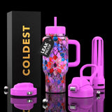 COLDEST 24oz Limitless Ultra V8 Insulated Water Bottle – Leakproof, Floating Design, Multi-Lid Hydration System, stainless steel, cupholder friendly, cirkul compatible