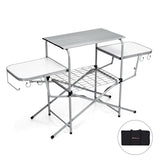 Foldable Outdoor BBQ Table and Grilling Stand with Storage Shelves, Portable Camp Kitchen Station, Picnic Prep Table, Tailgating Organizer
