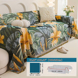 Boho Chic Double-sided Chenille Sofa Cover with Tassels - All-Season - Bohemian Couch Protector, Tassel Sofa Throw, Reversible Chenille Cover