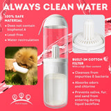 Portable 12 oz Dog Water Bottle with Detachable Drinking Bowl - One-Hand Dispensing, Impurity Filter, Silicone Carry Strap
